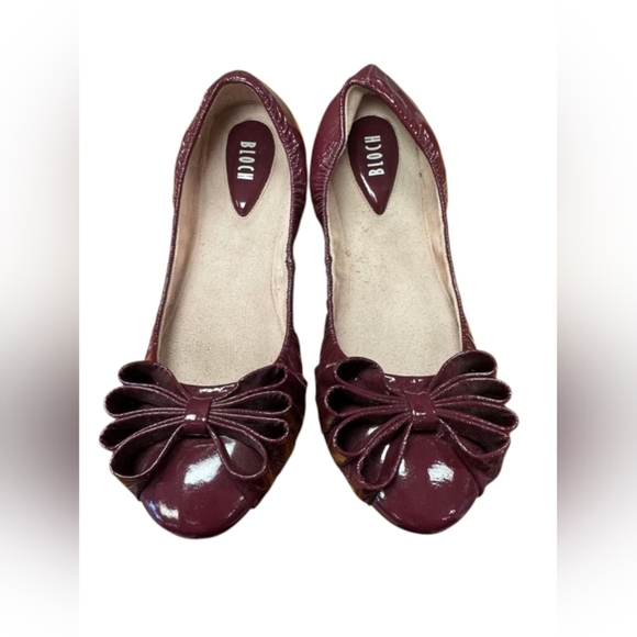 Bloch NWT Ballet Shoes Burgundy Leather Bow Toe Tip Size 36 1/2 - Picture 4 of 9